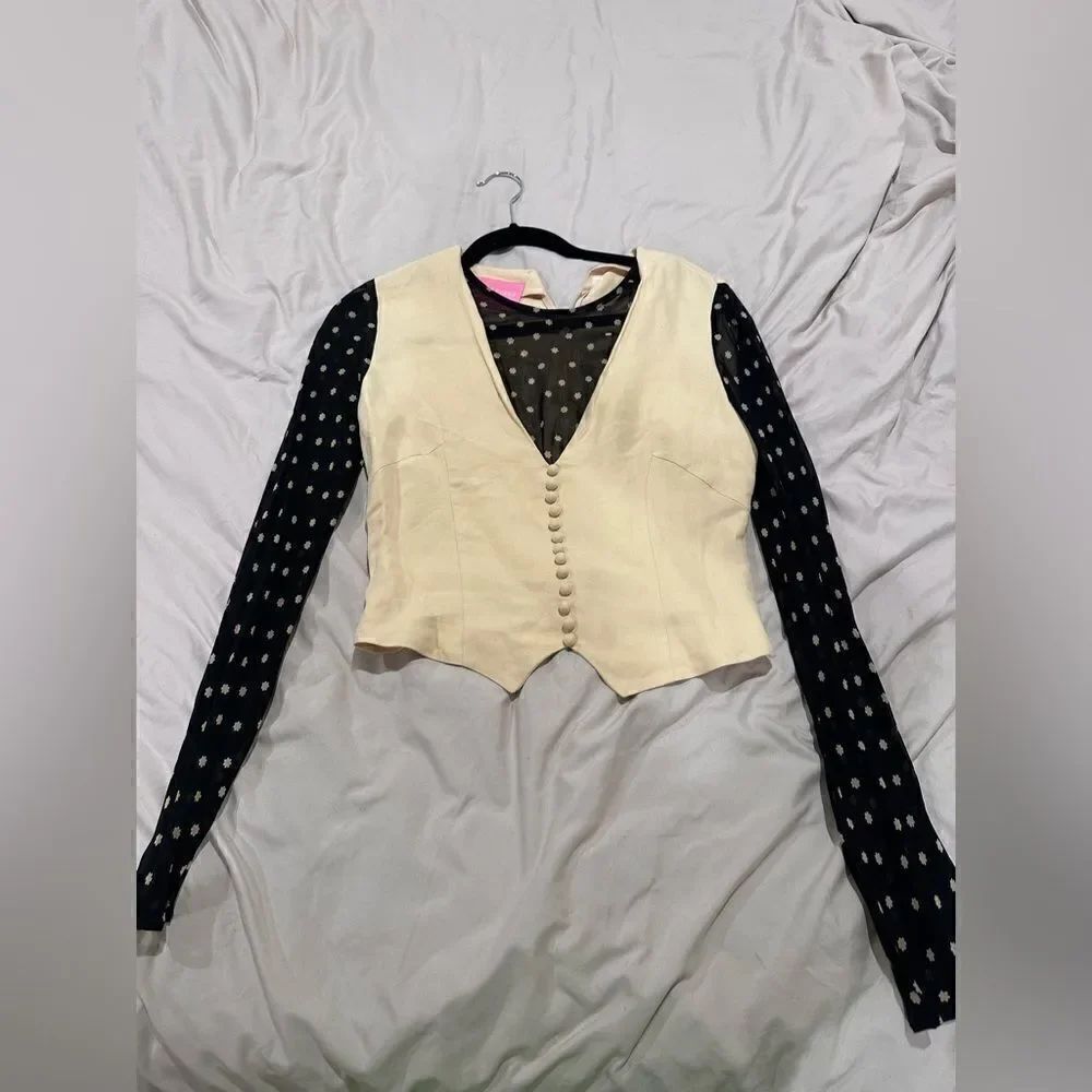 Tan made in Italy top women size 42 vest floral top